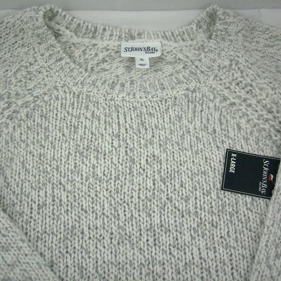 St. John's Bay Ivory w/Heather Grey Sweater - Picture 5 of 6